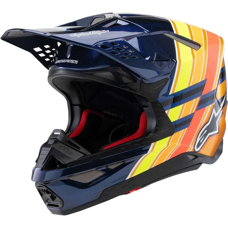 Motokrosová přilba Alpinestars Supertech S-M10 edice TROY LEE DESIGNS perleť modro-fluo oranžovo- žluto-červená