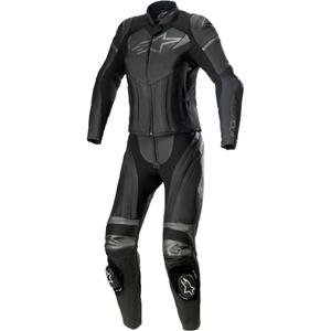 Dámská dvoudílná kožená kombinéza na motorku Alpinestars STELLA GP PLUS 2 černo-šedá metalická