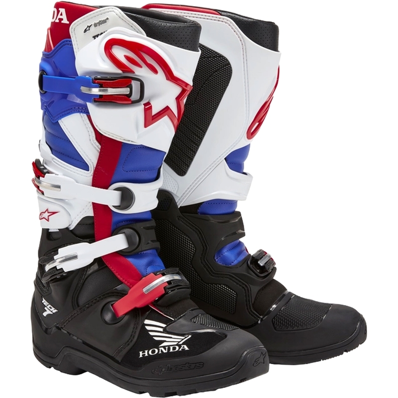 Boty na motorku Alpinestars Tech 7 Enduro Drystar Honda černo-modro-bílo-červené