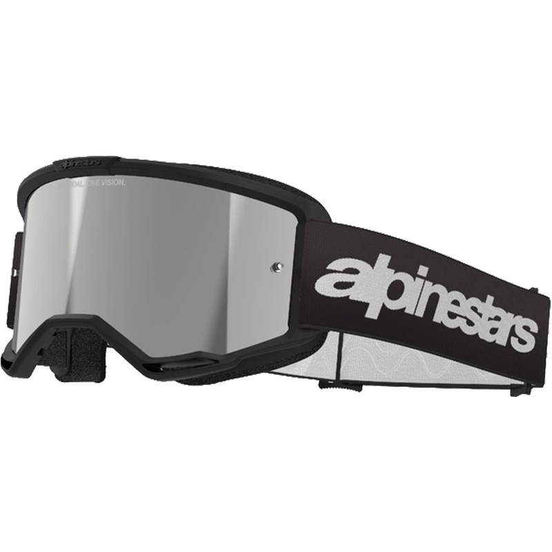 Motokrosové brýle Alpinestars Vision 3 Wordmark černé se zrcadlovým stříbrným plexi