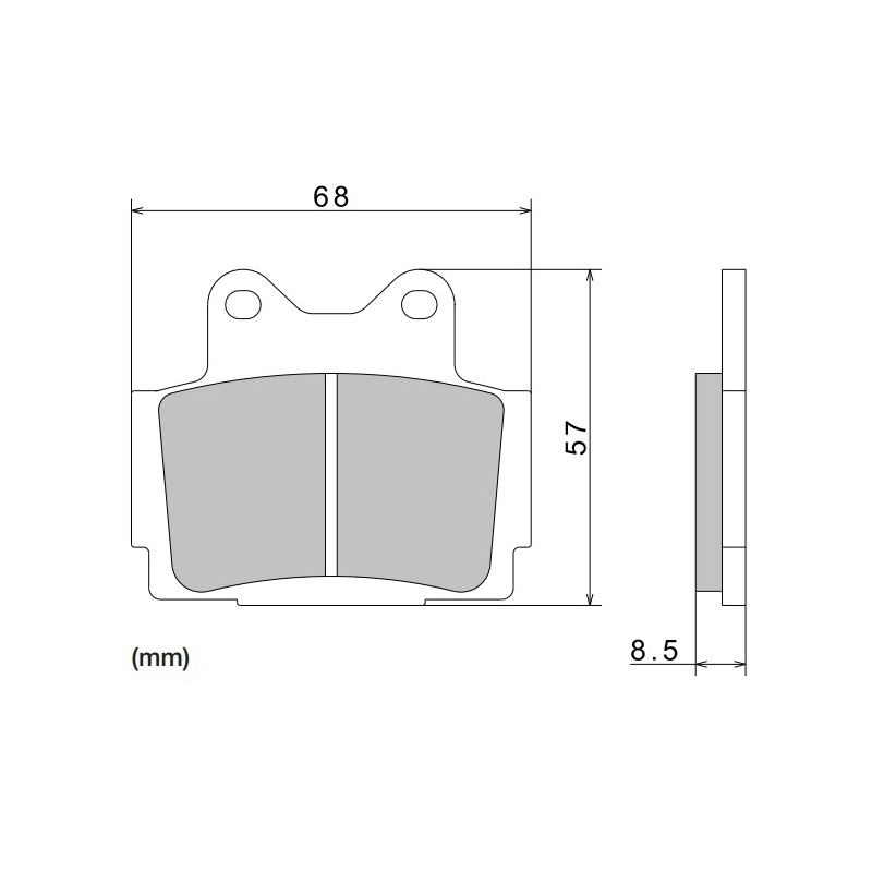 Brzdové destičky NISSIN semi-metalická směs 68x57x8.5 mm 2 ks