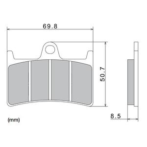 Brzdové destičky NISSIN semi-metalická směs 69.8x50.7x8.5 mm 2 ks