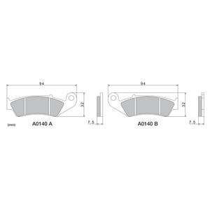 Brzdové destičky NISSIN semi-metalická směs 94x32x7.5 mm 2 ks