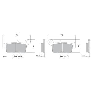 Brzdové destičky NISSIN semi-metalická směs 75x36x9.5 mm 2 ks