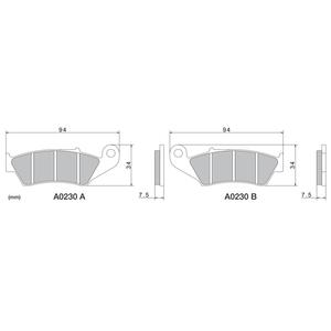 Brzdové destičky NISSIN semi-metalická směs 94x34x7.5 mm 2 ks