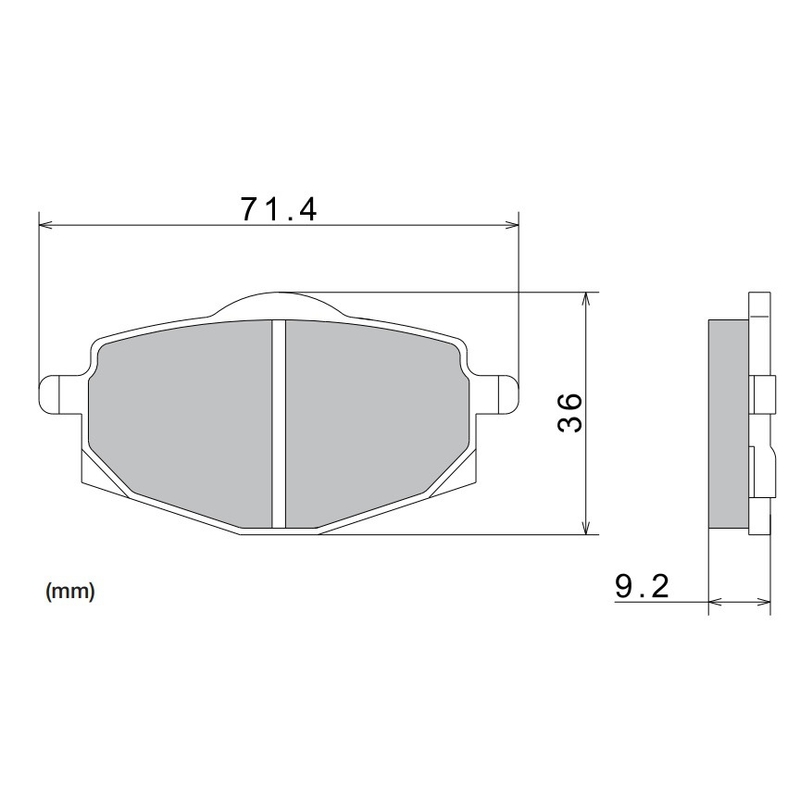 Brzdové destičky NISSIN semi-metalická směs 71.4x36x9.2 mm 2 ks