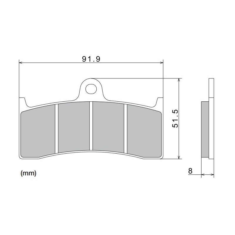 Brzdové destičky NISSIN semi-metalická směs 91.9x51.5x8 mm 2 ks