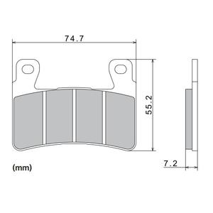 Brzdové destičky NISSIN semi-metalická směs 74.7x55.2x7.2 mm 2 ks