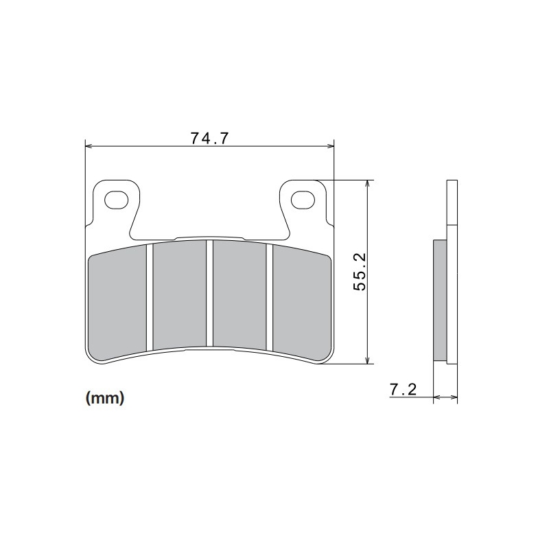 Brzdové destičky NISSIN semi-metalická směs 74.7x55.2x7.2 mm 2 ks