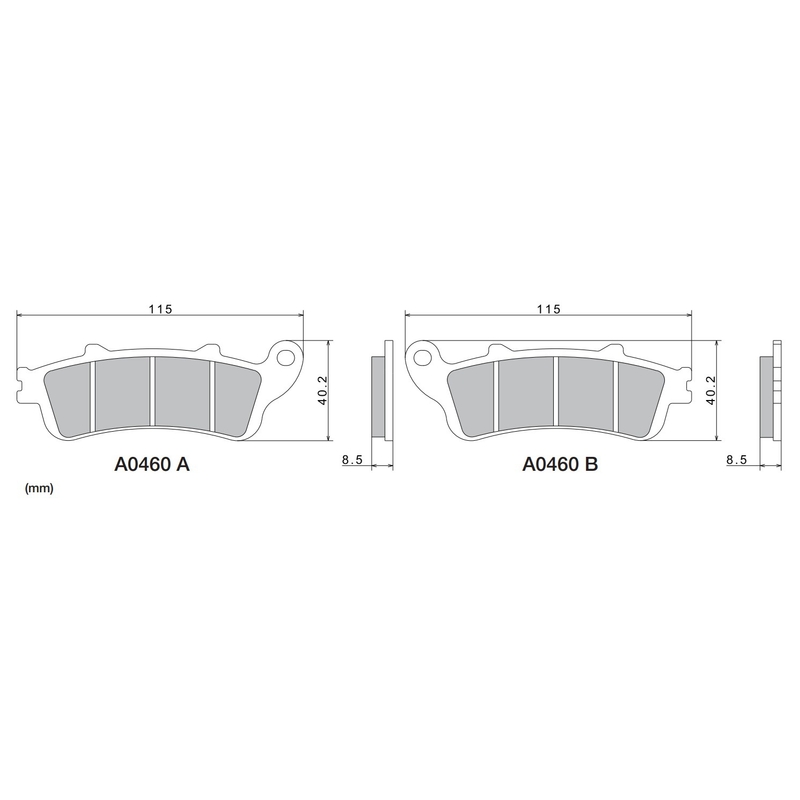 Brzdové destičky NISSIN semi-metalická směs 115x40.2x8.5 mm 2 ks