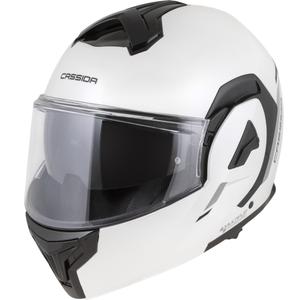 Překlápěcí helma na motorku Cassida MultiFlip Solid perleťově bílo-černá