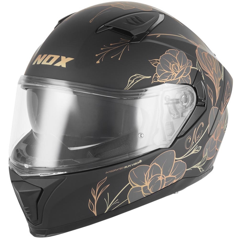 Integrální helma na motorku NOX N402 Spring matná černo-zlatá