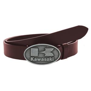 Kožený moto opasek se sponou Kawasaki hnědý
