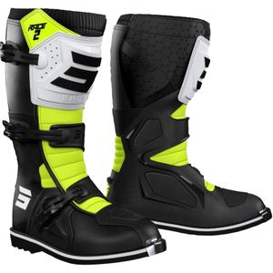 Dětské boty na motorku Shot Race 2 černo-bílo-fluo žluté