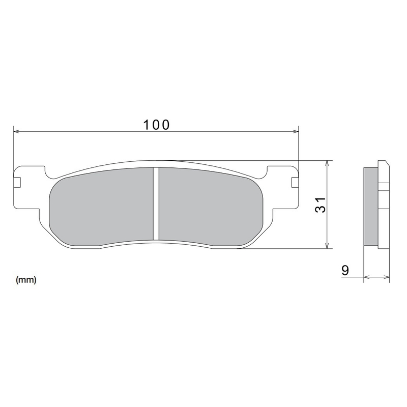 Brzdové destičky NISSIN semi-metalická směs 100x31x9 mm 2 ks