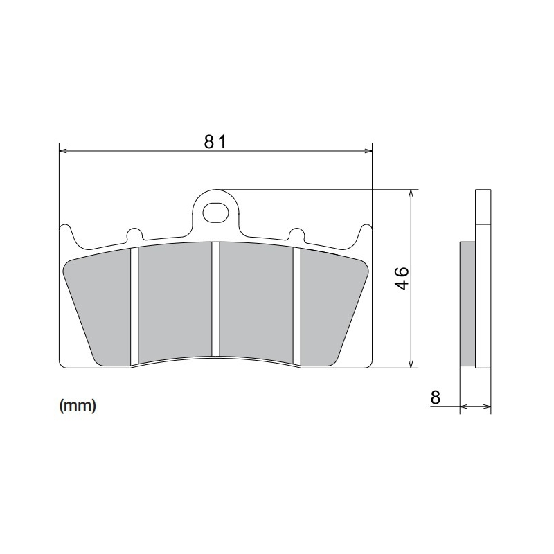 Brzdové destičky NISSIN semi-metalická směs 81x46x8 mm 2 ks