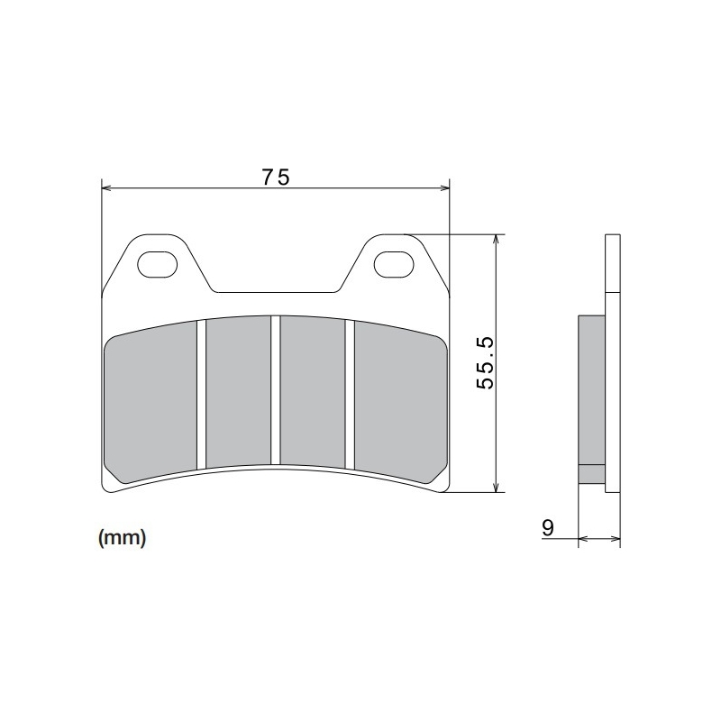 Brzdové destičky NISSIN semi-metalická směs 76x55.5x9 mm 2 ks