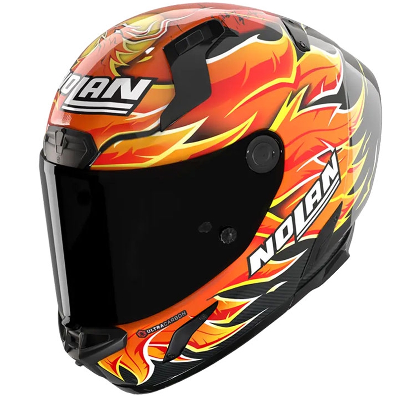 Integrální helma na motorku Nolan X-804 RS Ultra Carbon Replica Iannone 368 černo-červeno-oranžovo-žlutá