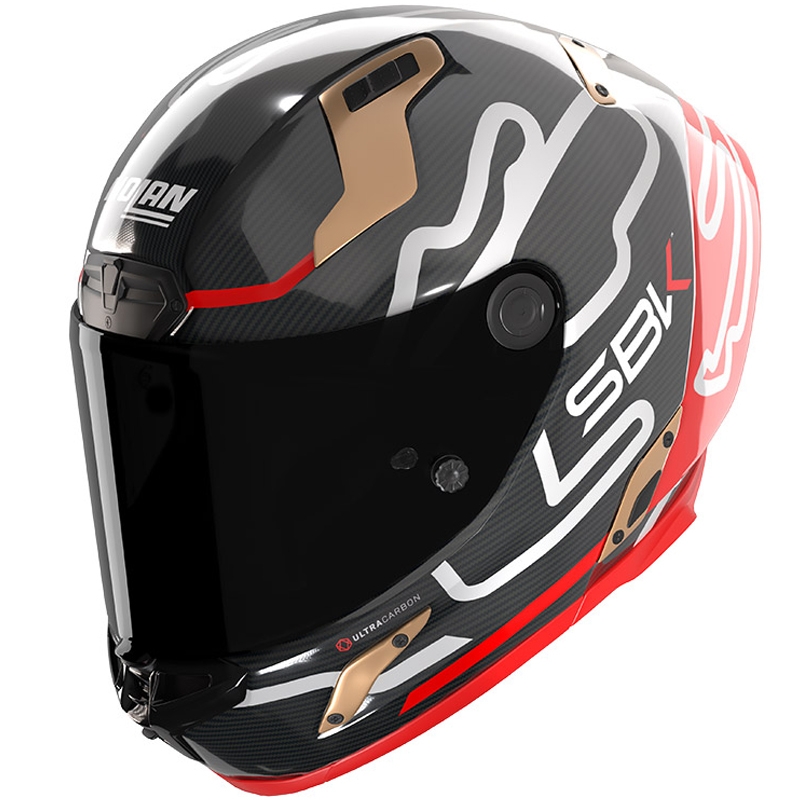 Integrální helma na motorku Nolan X-804 RS Ultra Carbon SBK lesklá černo-červeno-zlatá