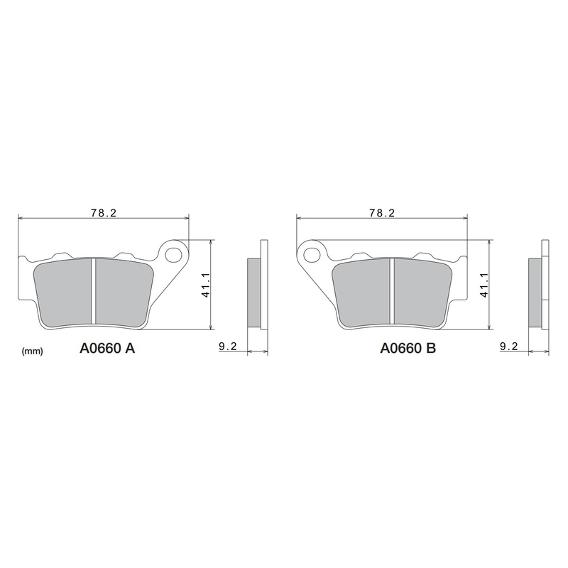 Brzdové destičky NISSIN semi-metalická směs 78.2x41.1x9.2 mm 2 ks