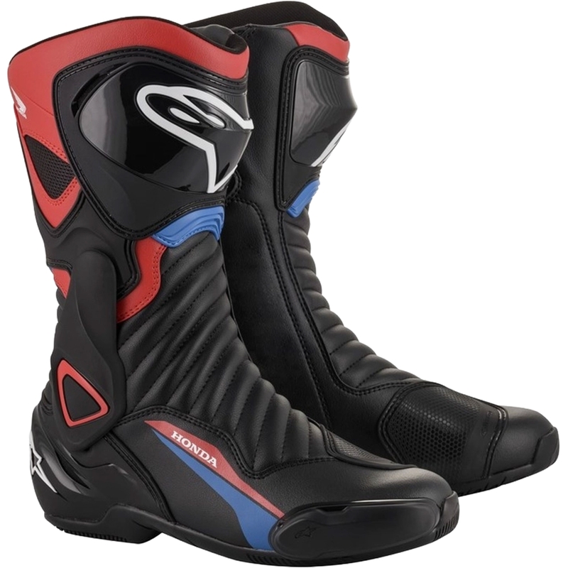 Boty na motorku Alpinestars S-MX 6 Honda kolekce černo-červeno-modro-bílé