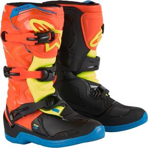 Dětské boty na motorku Alpinestars Tech 3S Youth oranžovo fluo-modro-fluo žluto-černé