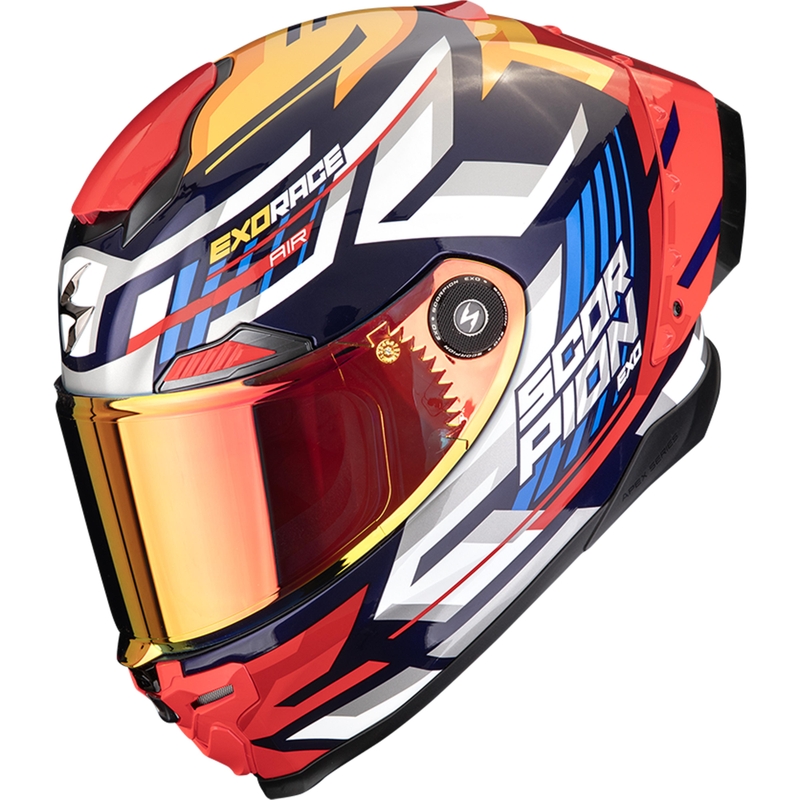Integrální helma na motorku Scorpion EXO-RACE Air Kobra FIM2 modro-žluto-červená