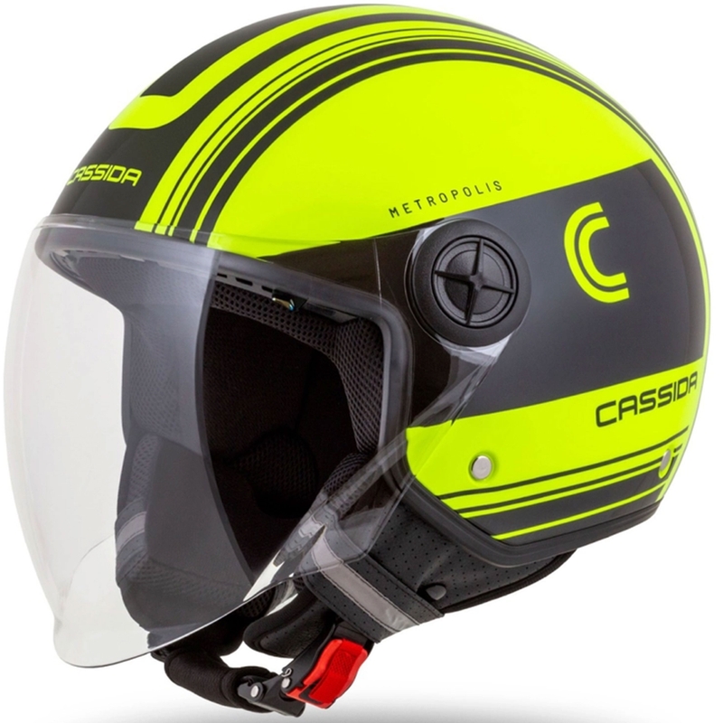 Otevřená přilba na motorku Cassida Handy Metropolis Safety fluo žluto-černo-reflexní šedá