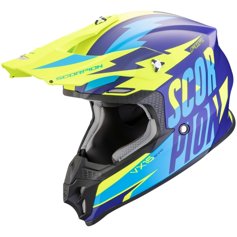 Motokrosová helma Scorpion VX-16 EVO AIR Slanter matná modro-fluo žlutá výprodej