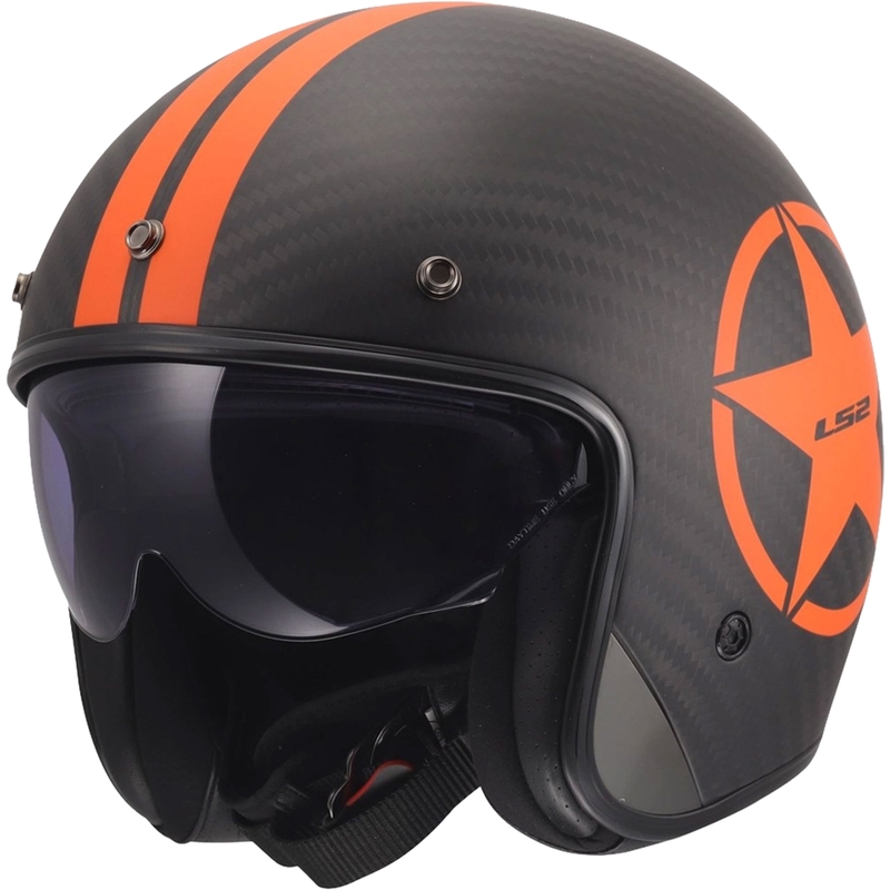 Otevřená přilba na motorku LS2 OF601 Bob II Carbon Star matná oranžová