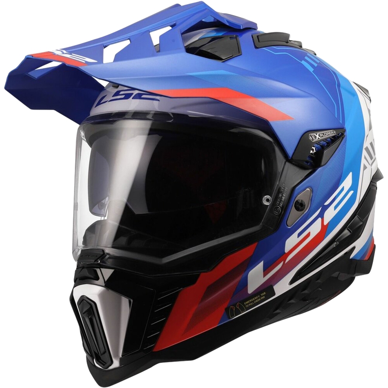 Enduro helma LS2 MX701 Explorer Hexa lesklá bílo-modro-červená
