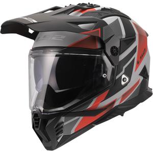 Enduro helma na motorku LS2 MX702 Pioneer II Block matná šedo-červená