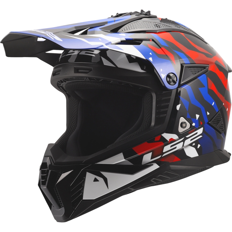 Motokrosová helma LS2 MX708 Fast II Grotesk lesklá bílo-modro-červená