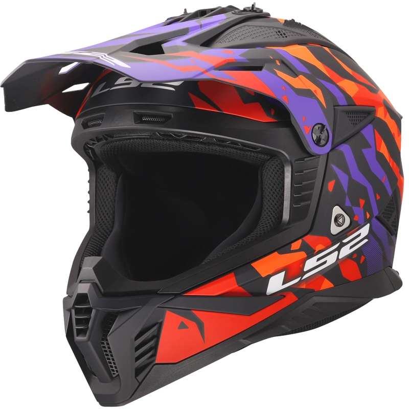 Motokrosová helma LS2 MX708 Fast II Grotesk matná fialovo-oranžová