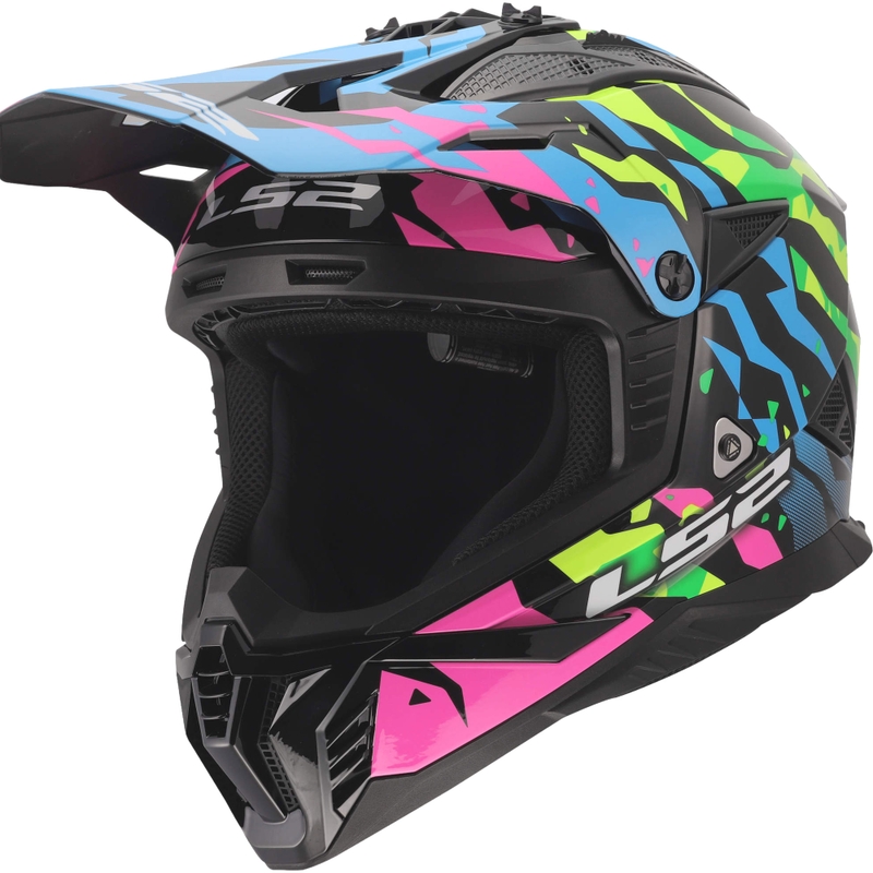 Motokrosová helma LS2 MX708 Fast II Grotesk lesklá modro-růžovo-zelená