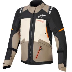 Bunda na motorku Alpinestars Andes V4 Drystar krémovo-světle hnědo-černo-fluo oranžová