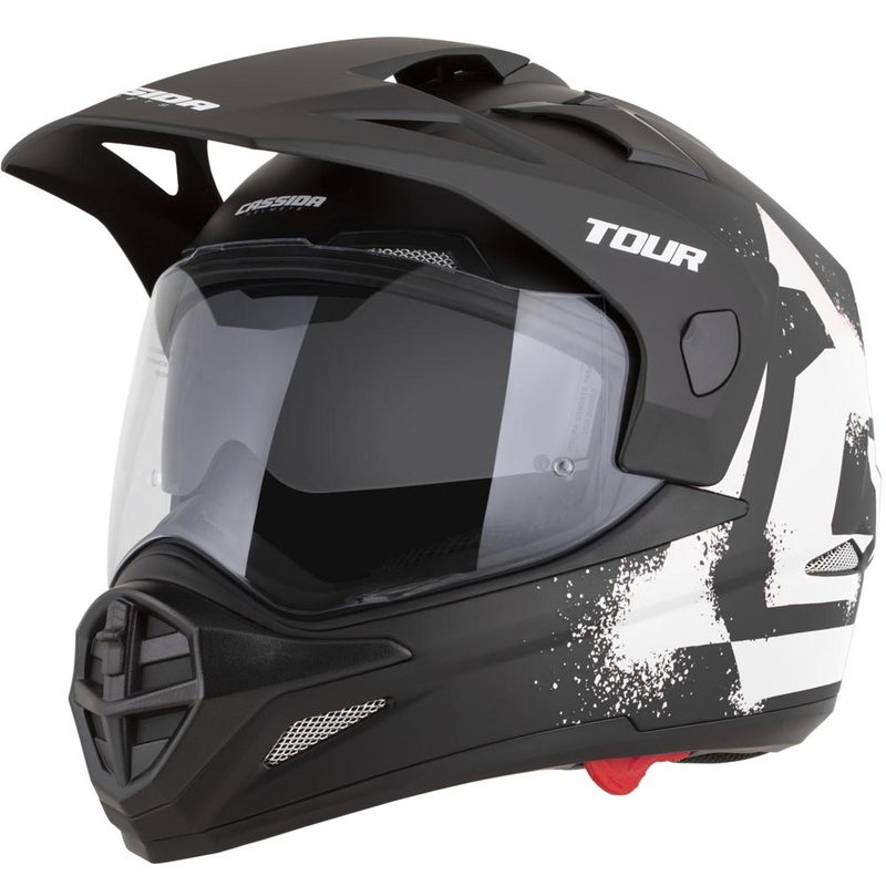 Enduro helma na motorku Cassida Tour 2.0 Crew matná černo-bílá