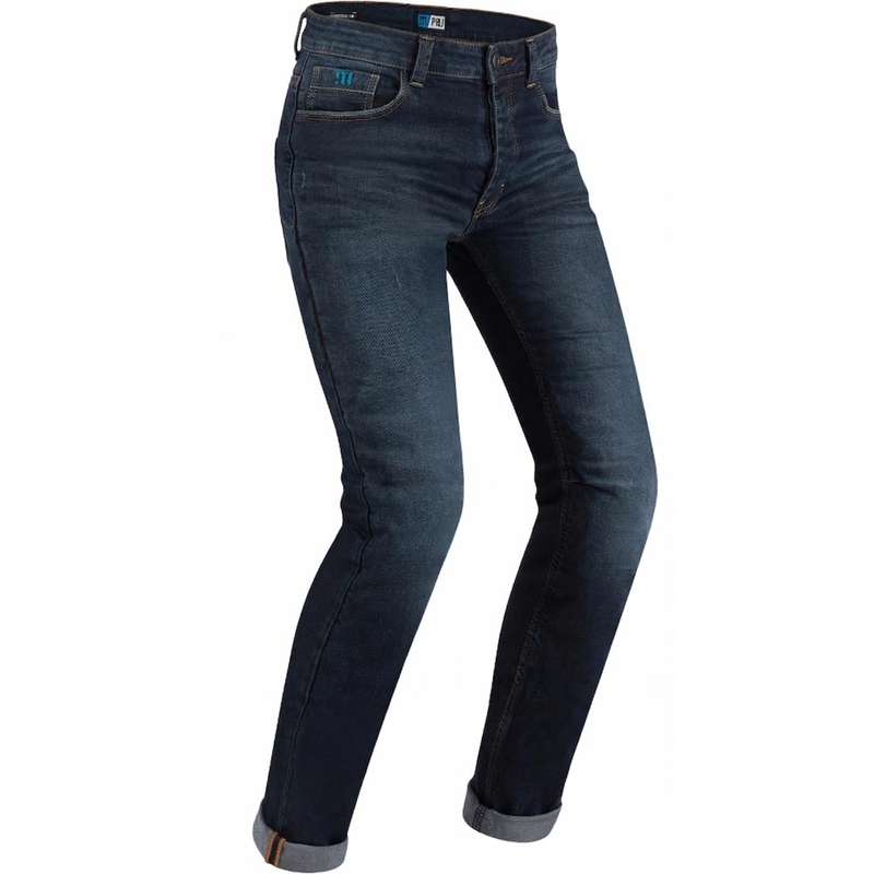 Jeansy na motorku PMJ Caferacer Legend tmavě modré výprodej