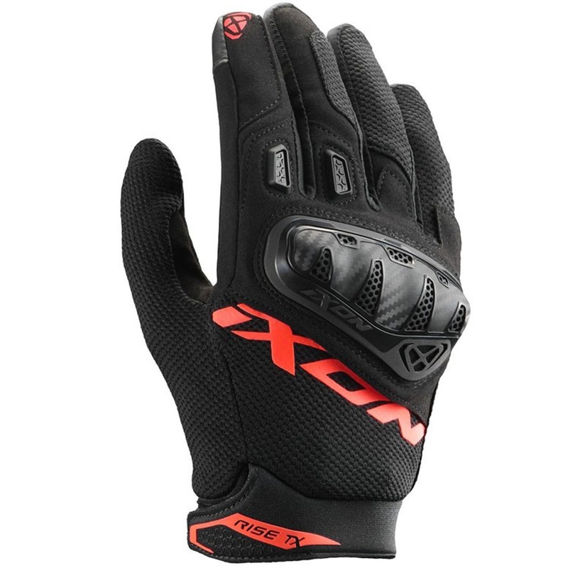 Rukavice na motorku IXON Rise TX černo-fluo červené