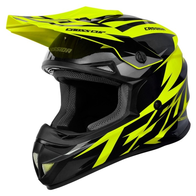 Dětská motokrosová přilba Cassida Cross Cup Two černo-šedo-fluo žlutá