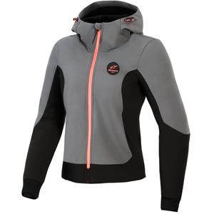 Dámská mikina na motorku Alpinestars Stella Radium Tech Hoodie tmavě šedo-černo-růžová