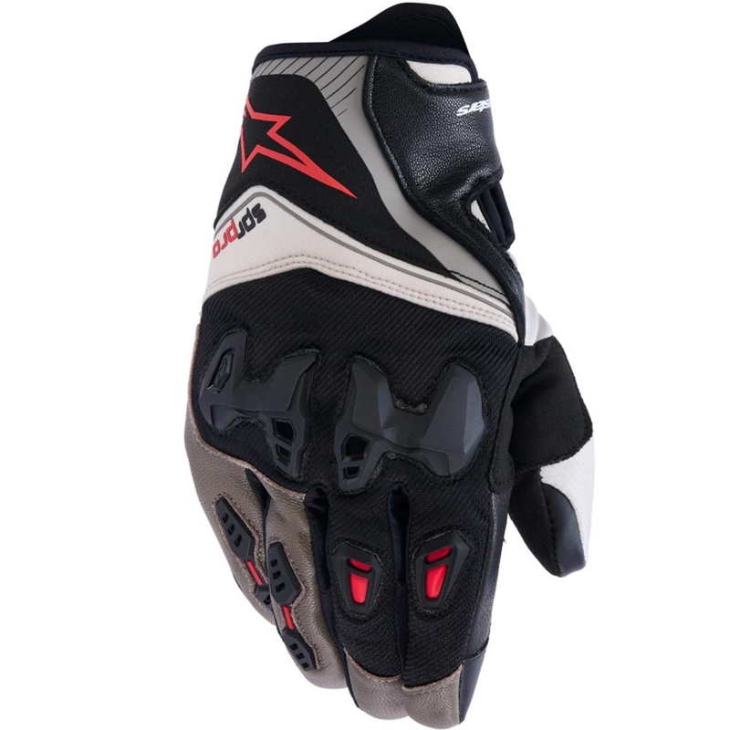 Rukavice na motorku Alpinestars SP-R PRO světle šedo-hnědo-oranžové