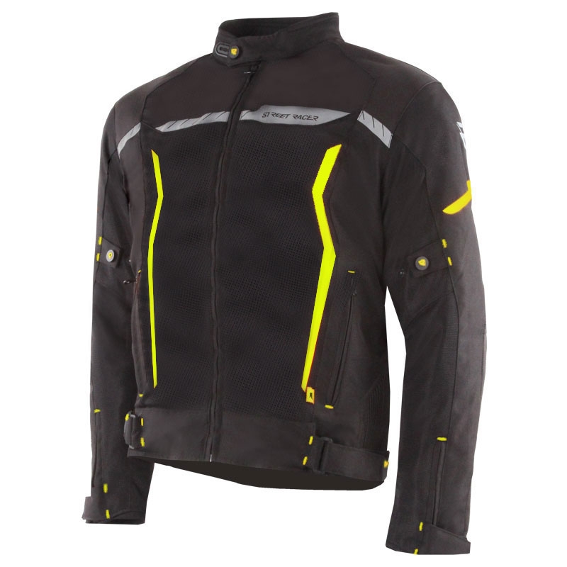 Bunda na motorku Street Racer Flex Air černo-fluo žlutá - II. jakost