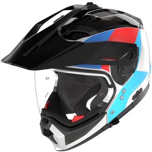 Modulární helma na motorku Nolan N70-2 X Turbine 350 bílo-černo-modro-světle modro-červená