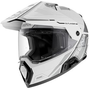 Enduro helma na motorku s headsetem SENA Outlander lesklá bílá
