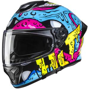 Integrální helma na motorku HJC C71 Squeeze MC28 modro-žluto-růžová