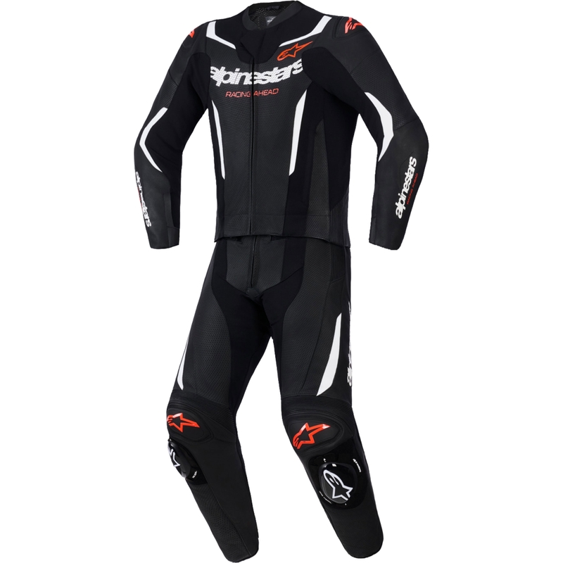 Dvoudílná kožená kombinéza Alpinestars GP Force V2 černo-bílo-fluo červená