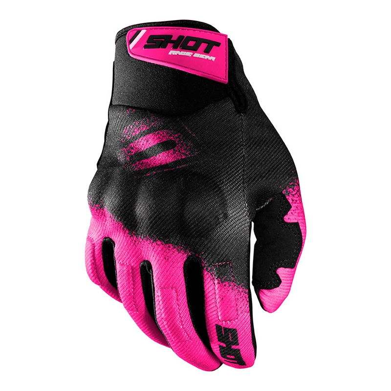 Motokrosové rukavice Shot DRIFT Smoke černo-fluo růžové