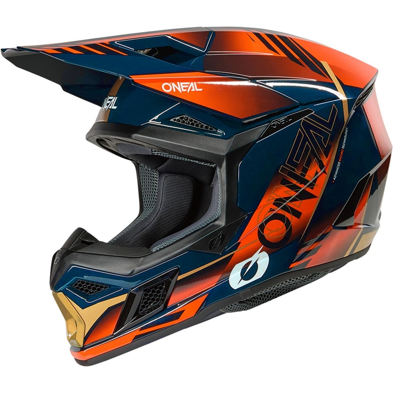 Motokrosová helma O´Neal 3SRS Haze modro-oranžovo-zlatá