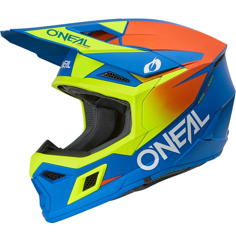 Motokrosová helma O´Neal 3SRS Solid matná modro-fluo žlutá